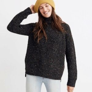 Madewell | Donegal Pewter Colorfleck Ribbed Wool Blend Turtleneck Sweater
